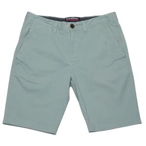 Superdry International Chino Shorts Men Size 32 Flat Front Green Blue